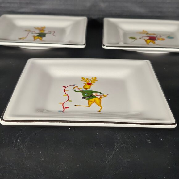 Laurie Gates Winter Wonder Set of Four Square Salad Plates. NOS. Retired - Picture 8 of 12